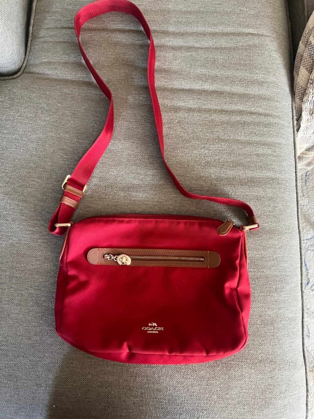 Coach Red Crossbody Bag with Gold Hardware